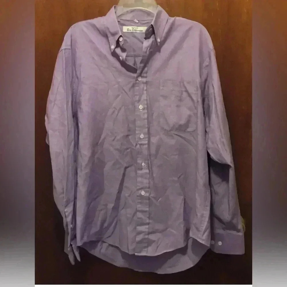 Men BEN SHERMAN Purple L/s Button Down Dress Shirt Sz 15 38 Long Sleeve
